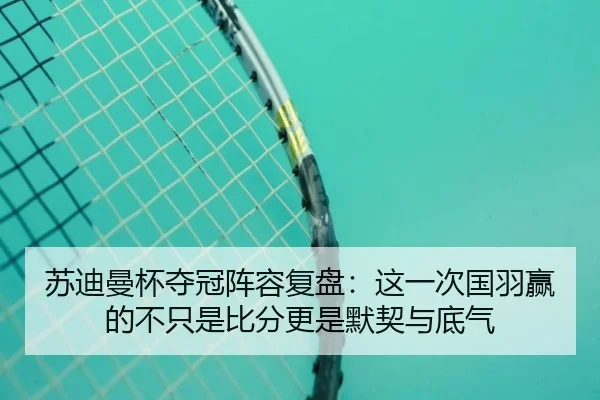 苏迪曼杯夺冠阵容复盘：这一次国羽赢的不只是比分更是默契与底气